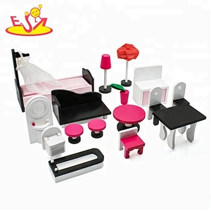Nuevos productos 2018 preciosos kits de casa de muñecas de madera para niñas W06A251B