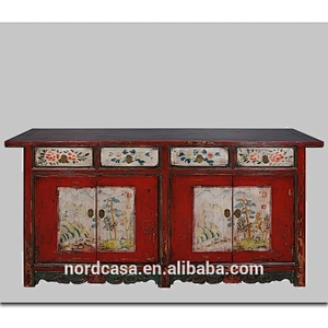 Chinese Antique Style Hand Painted Storage Cabinet