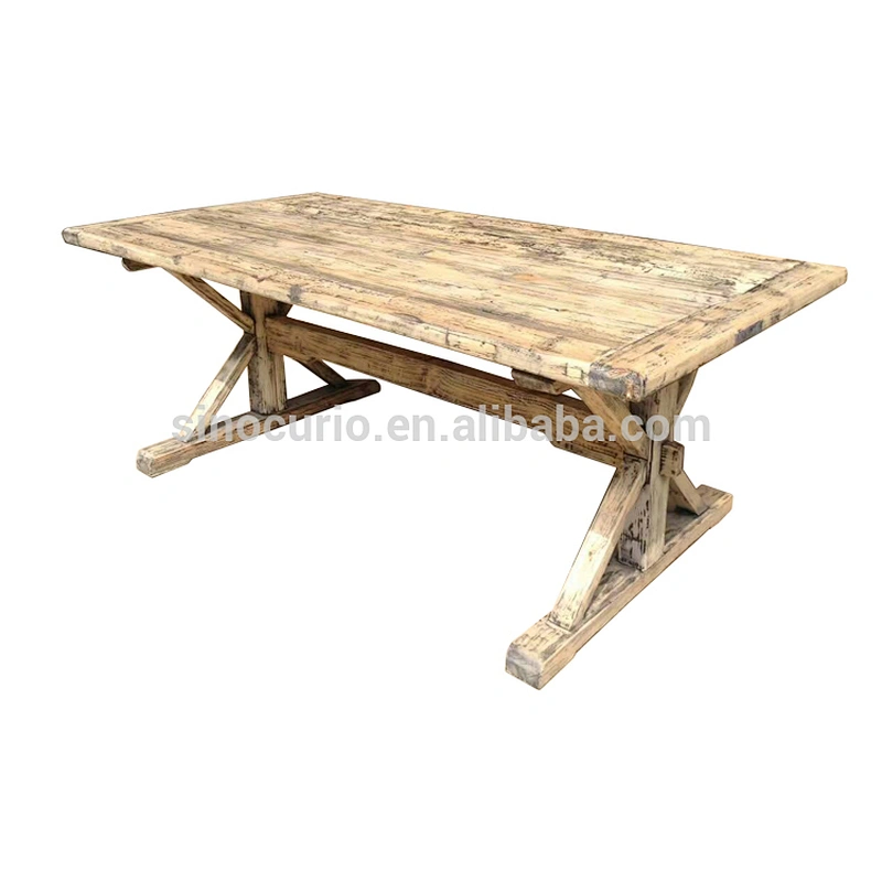 Asian antique reproduction traditional furniture wholesale vintage recycle wood natural dining table set