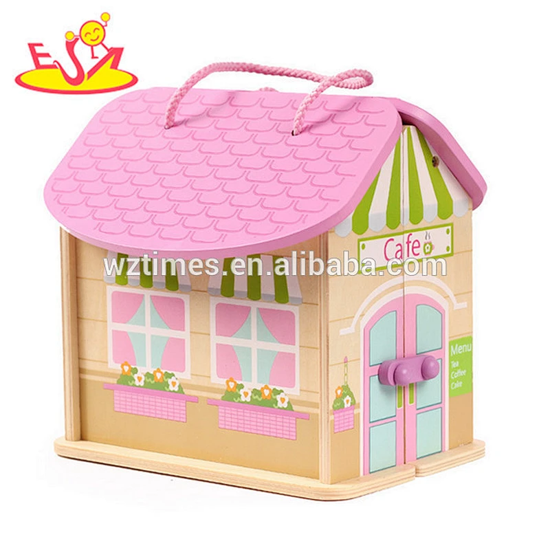 2018 Wholesale girls pink wooden toy doll house lovely children wooden toy doll house new kids wooden toy doll house W06A171