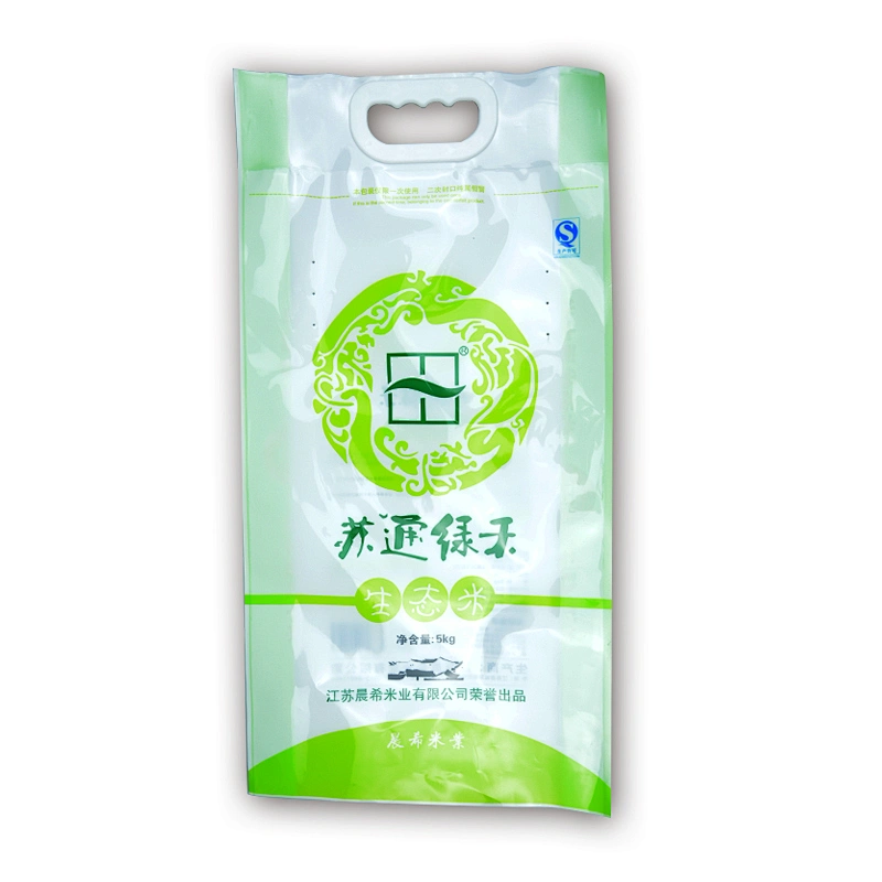 PE plastic rice bag with patch handle