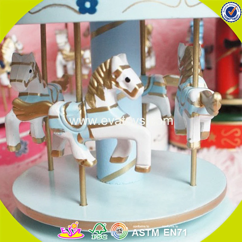wholesale baby wooden merry go round music box best sale kids wooden merry go round music box W02A037