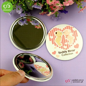 Factory promotion gifts products cheap pocket tin mirror with cartoon image