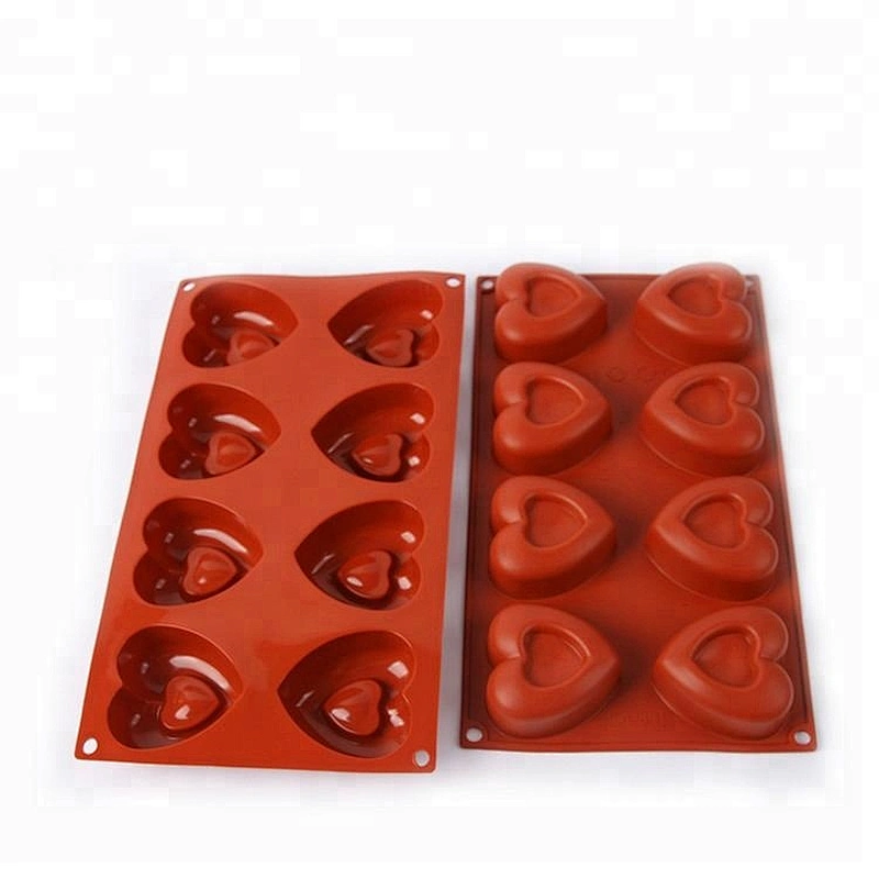 8Cavities Love Heart-shaped Cake Baking Mold silicone Soap molds Handmade Ice mould