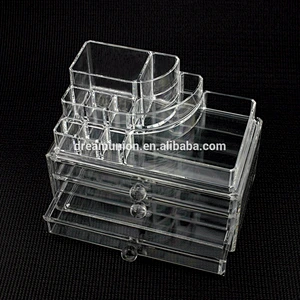 Acrylic Jewelry & Makeup Storage Display Boxes Two Pieces Set with 3 layer drawer organizer Cosmetic stand Popular