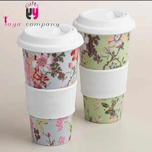 Eco-friendly reusable custom silicone bottle sleeve manufacturer cup case silicone coffee Cup set