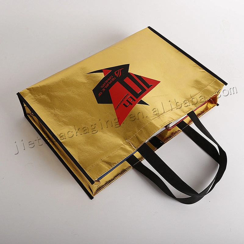 Customized bopp laminated silver and gold plastic Non Woven Shopping Bag with printing