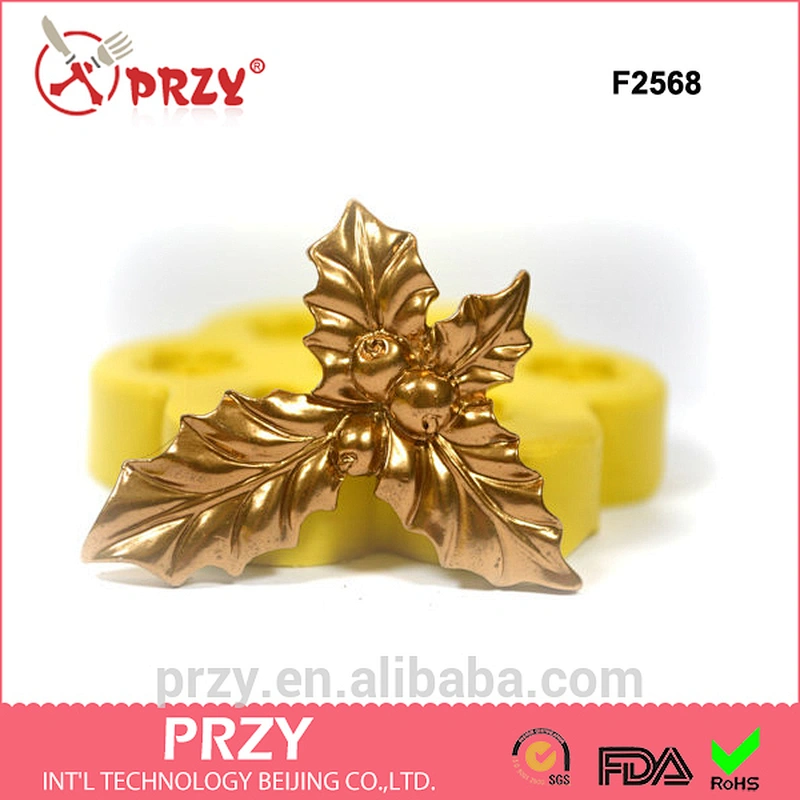 F2658 Holly Berry with Leaves Silicone Rubber Flexible Food Grade Mold Christmas seasonal holiday winter fondant moulds