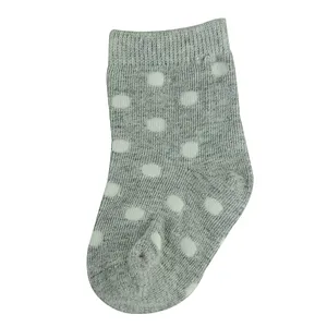High Quality Cheap Loose Cuff Rib Top Dots Melange Grey Color Cotton Baby Socks