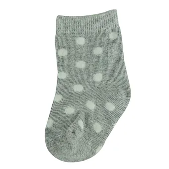 High Quality Cheap Loose Cuff Rib Top Dots Melange Grey Color Cotton Baby Socks
