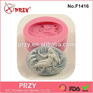 F1416 PRZY Fondant Cake Decorating Tools Mermaid Cameo Silicone Cake Mold