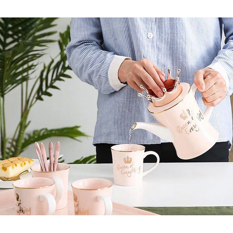 European Style Tea Cup Home Use Porcelain Cold Water Kettle Cup Set 2019 Promotional Ceramic Tea Set