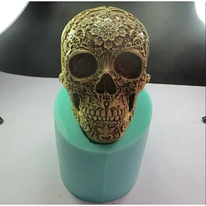 QT0006 Silicone Mold eyebrows with flowers skull Silicone Soap Mold 3d Handmade Candle Mold Food Grade Silicone mould