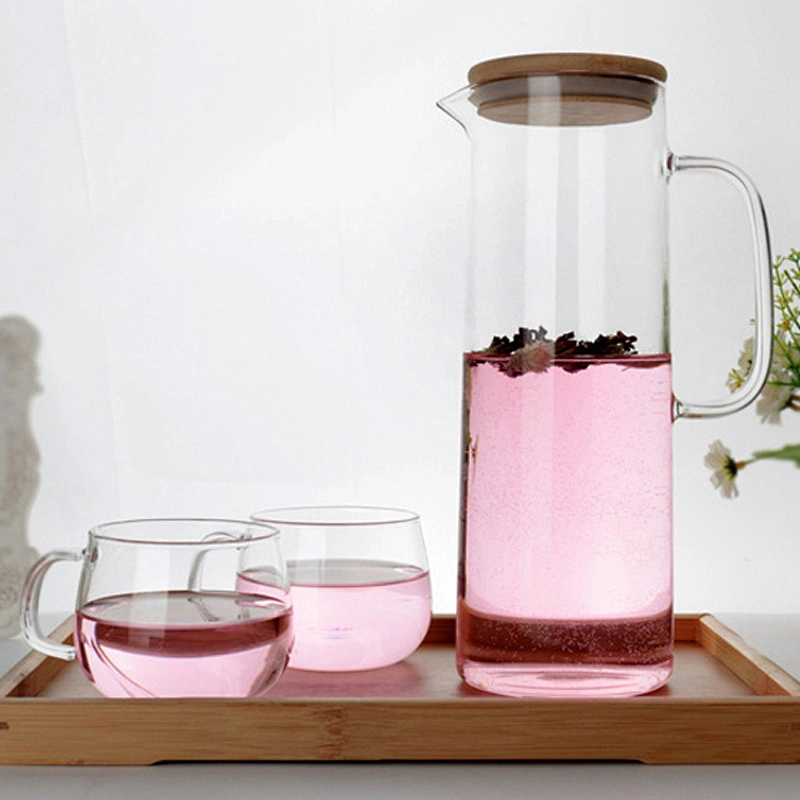 Height straight shape glass teapot the anti sliding sideways water bottle 1.5L for houseware