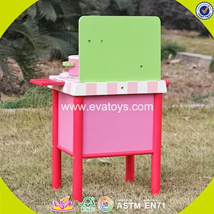 New design mini pink wooden small toy kitchen for girls pretend play W10C269