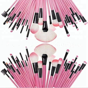 Custerized 32 pieces Makeup Brush Set pink white and red hair with PU cosmetic bag 32 Makeup Brush Set 32 piece private label