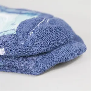 Men's Cotton Half Terry Soft Comfortable Blue Jacquard Casual Sports Running Athletic Crew Wear Resistant Socks