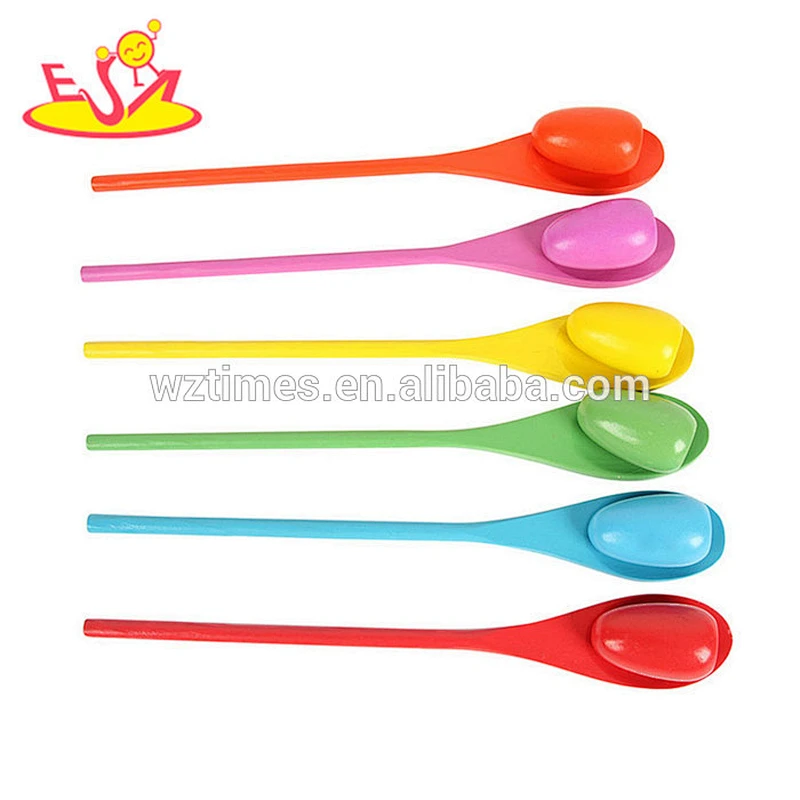 New hottest children activity toys wooden egg and spoon race game for outdoor relay game W01B031