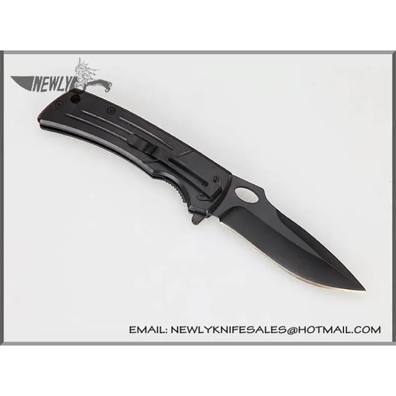 Outdoor Camping Grey Titanium Blade Folding Knife 440C