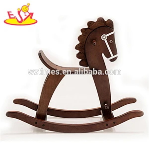 Wholesale best selling wooden black rocking horse toy for baby indoor playing W16D027A
