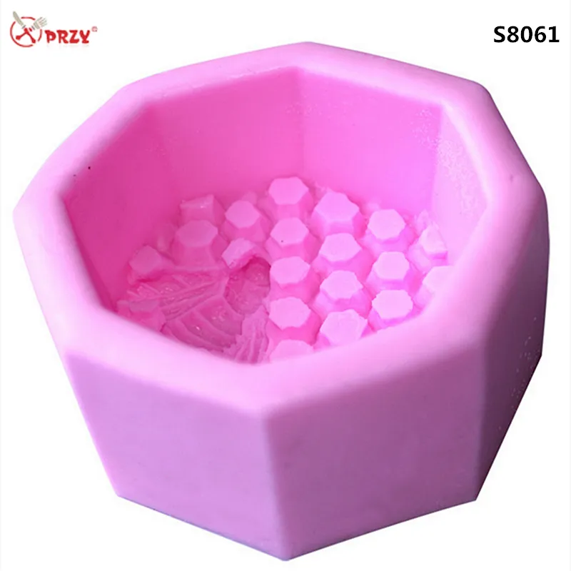 DIY Three-dimensional Bee Honeycomb silicone Fondant cake Mold handmade Silicone Soap Molds