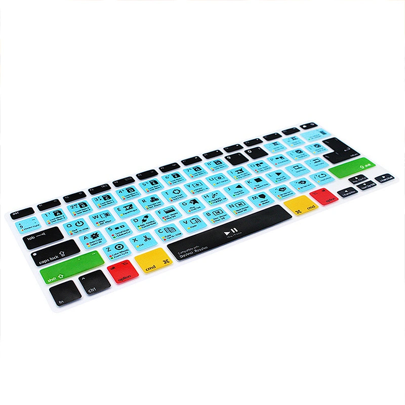 Durable Multi Function DaVinci Resolve Hot Key Silicone Laptop Internal Keyboard Cover For apple a1466 For Macbook Pro