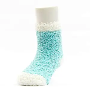 baby colorful double cuff pompoms thick cotton winter socks