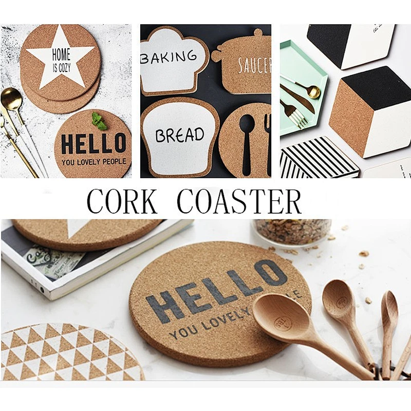 Customized printed logo round cork coaster for restaurant