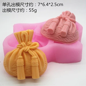 S9086 silicone molds lucky bags handmade soap mold wealth bag with bowknot silicone forms cake decoration mold aroma mould