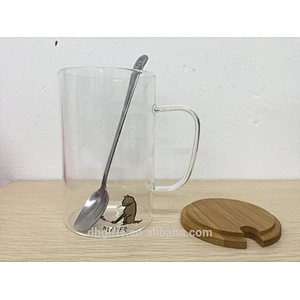 Drop shipping to Amazon warehouse directly unique design handmade glass cup with lid and spoon
