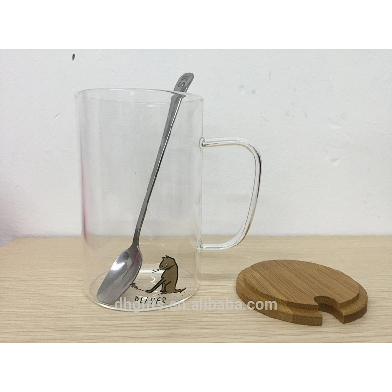 Drop shipping to Amazon warehouse directly unique design handmade glass cup with lid and spoon