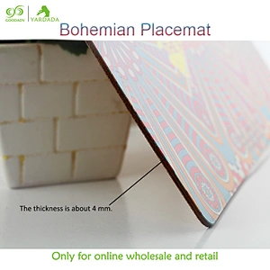Kitchen wood accessories placemat for dining table waterproof pot holder,Bohemian style bowl pad coasters plate mat