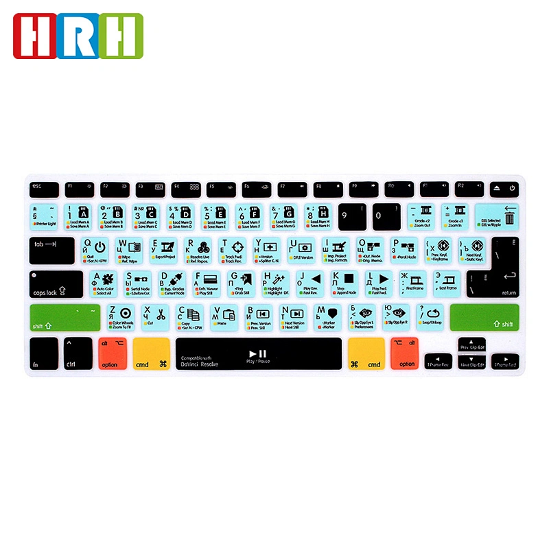 davinci Resolve Russian Custom Silicone Keyboard Protector For macbook pro skin For Macbook Pro Retina Display