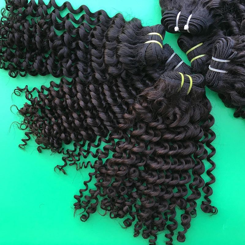 No Shedding no tangle raw indian curly hair cuticle aligned indian hair wholesale indian temple hair