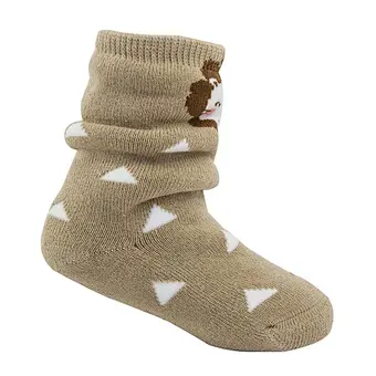 Baby Cartoon Lion Animal Pattern Jacquard Coffee Color Kid Tube Cotton Socks