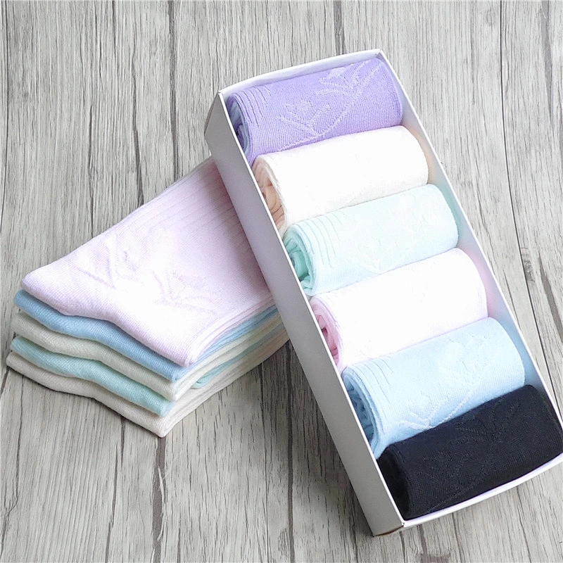 plain white color women cotton socks
