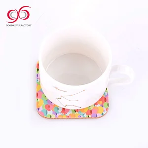 Hot sell wooden coffee mdf base paper tea cup mat pad coaster