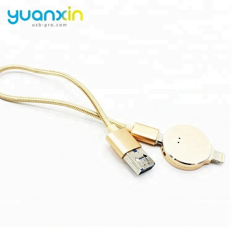 Round usb flash drive with cable