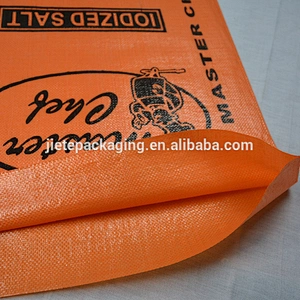 Customized orange plastic PP woven salt packing bag for sugar,flour,grain,bean,seed,corn,bran
