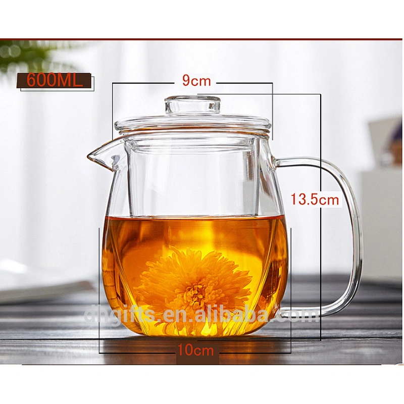 2018 wholesale product 20oz borosilicate glass transparent tea cup with glass infuser