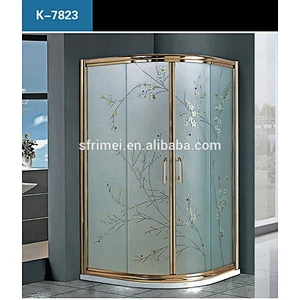 K-7823 luxury design gold frame free standing shower room security guard cabin