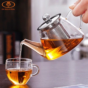Guangzhou wholesale price glass infusion tea pots with 304 stainless steel strainer