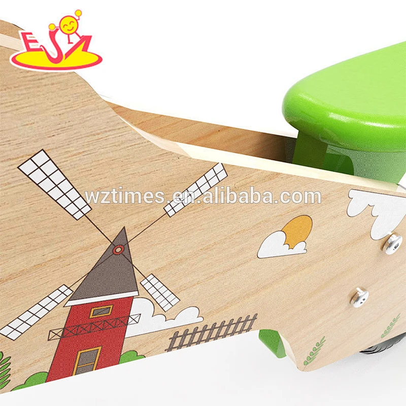 Wholesale cartoon style children wooden green balance bike best wooden green balance bike W16C184