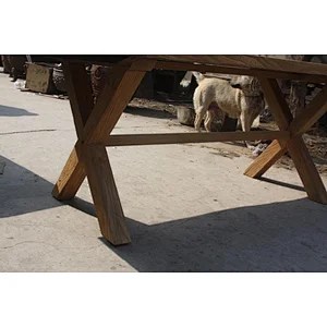 Rustic Natural finishes Chinese antique dining table  X leg
