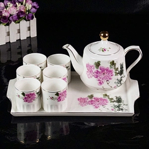 Chinese Style Ceramic Water Pot Set Popular Porcelain Tea Pot and Cup Set Factory Cheap Price Water Cup Set
