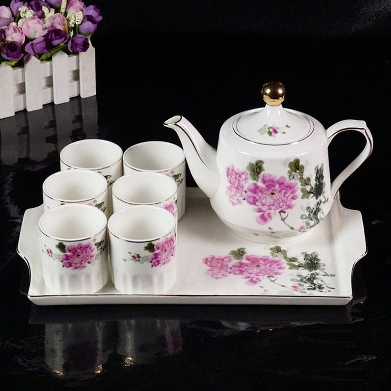 Chinese Style Ceramic Water Pot Set Popular Porcelain Tea Pot and Cup Set Factory Cheap Price Water Cup Set