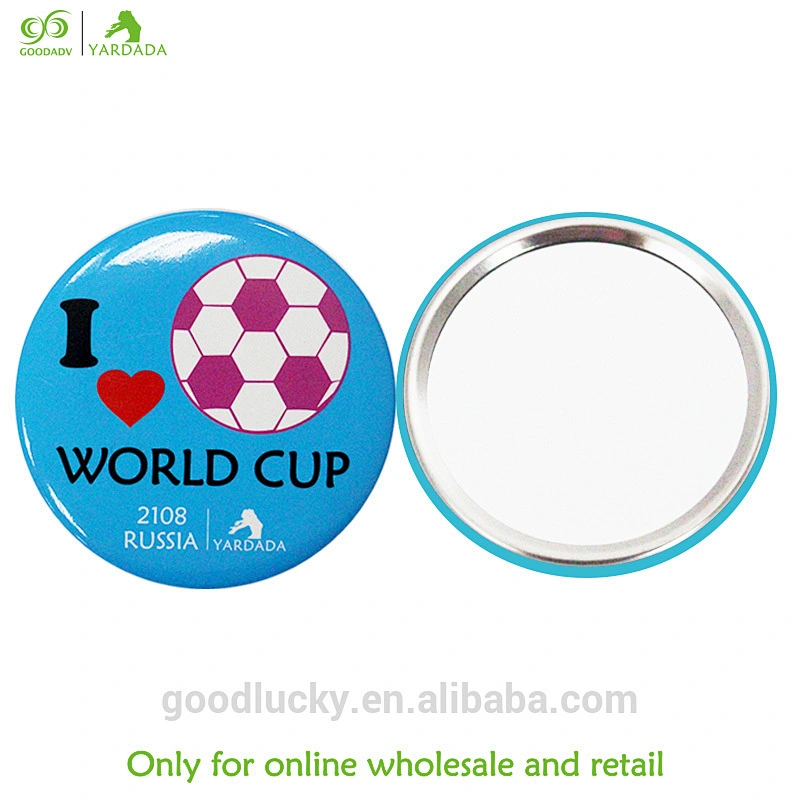 Hot selling 2018 football cup high-quality handy design round and mini decorative pocket mirrors
