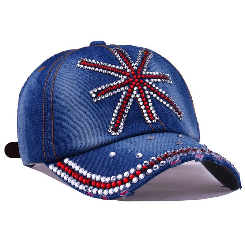 Cowboy Denim Dad Hats Custom Rhinestone Baseball Caps