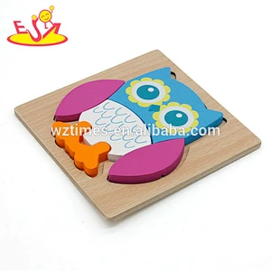 Wholesale creative owl design wooden jigsaw toy animal shape puzzle for children W14D038