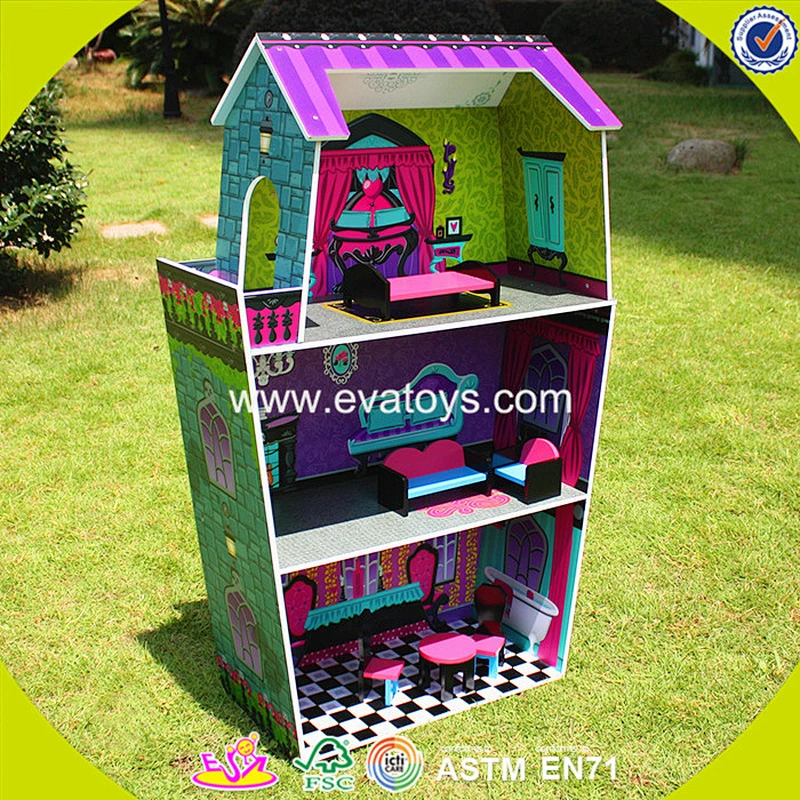 Best design big size wooden doll house for children W06A140